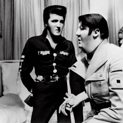 Prompt: elvis presley living in argentina with hitler as his roommate, ultra detailed, 8 k