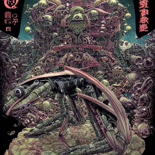 Image similar to dark robotic frog, by yoichi hatakenaka, masamune shirow, josan gonzales and dan mumford, ayami kojima, takato yamamoto, barclay shaw, karol bak