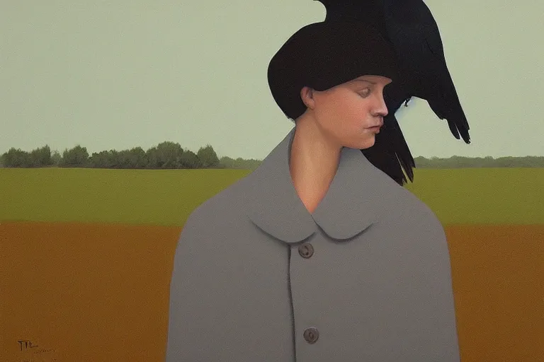 Image similar to young a woman with a raven - shaped hat artwork by tim eitel