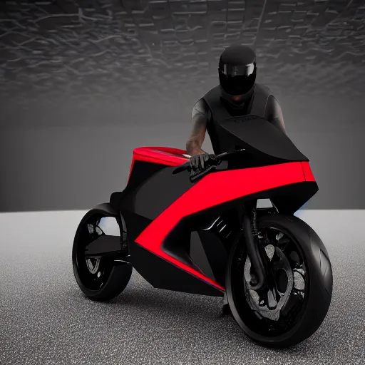 Image similar to detailed design, prototype of next Gen concept red minimalistic motorcycle, Japanese engineering, blade runner style, 3d, photorealism