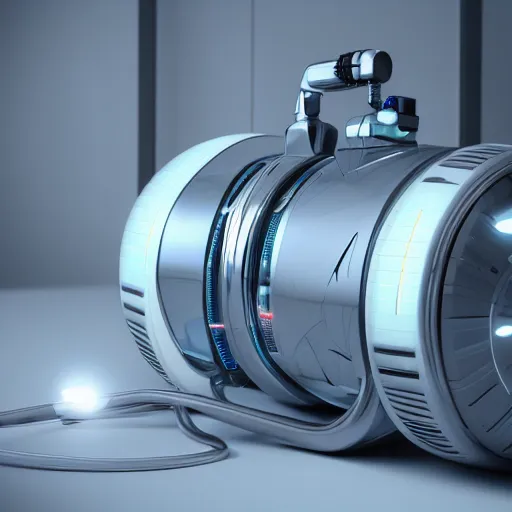 Image similar to futuristic oxygen tank, octane render, 4k, cinematic lighting, intricate detail, light and shadows