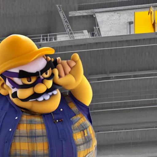 Image similar to realistic wario working at a construction site