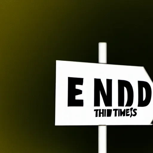 Image similar to 'END TIMES' sign that reads: E N D T I M E S