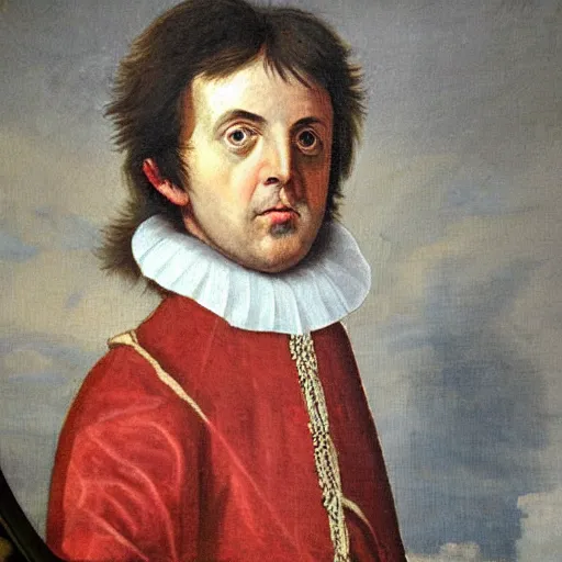 Image similar to 17th century oil painting portrait of paul mccartney as a king