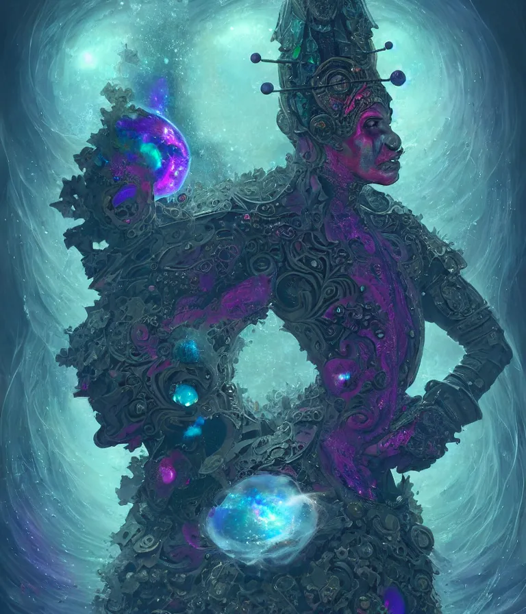 Image similar to front!!! shot of a court jester!!! character, mesmerizing fractal hypercubes, dark holography!!!, future, oil slick nebula, crystalline edges, (((intricate))), elegant, highly detailed, centered, (((artstation, concept art, smooth, sharp focus, artgerm, Tomasz Alen Kopera, Peter Mohrbacher, donato giancola, Joseph Christian Leyendecker, WLOP, Boris Vallejo))), ((raytracing)), mugshot!!!!!, ugly!!!!!!, octane render, nvidia raytracing demo, octane render, nvidia raytracing demo, octane render, nvidia raytracing demo, grainy, muted, 8K, digitalblasphemy, metatron