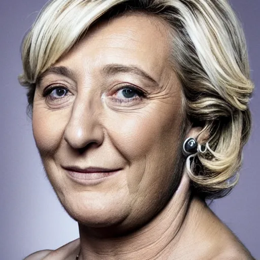 Image similar to portrait of marine le pen made of mud