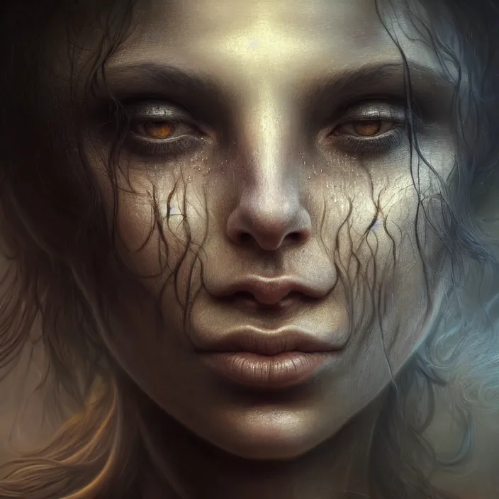 Prompt: closeup portrait shot of a meditation in a hellscape in a scenic dystopian environment, intricate, elegant, highly detailed, centered, digital painting, artstation, concept art, smooth, sharp focus, illustration, artgerm, tomasz alen kopera, peter mohrbacher, donato giancola, joseph christian leyendecker, wlop, boris vallejo