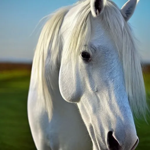 Prompt: beautiful white horse