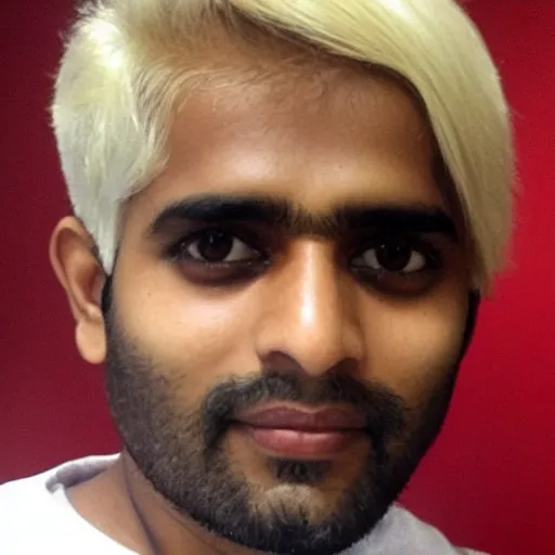 Image similar to an indian man with bleached blonde hair