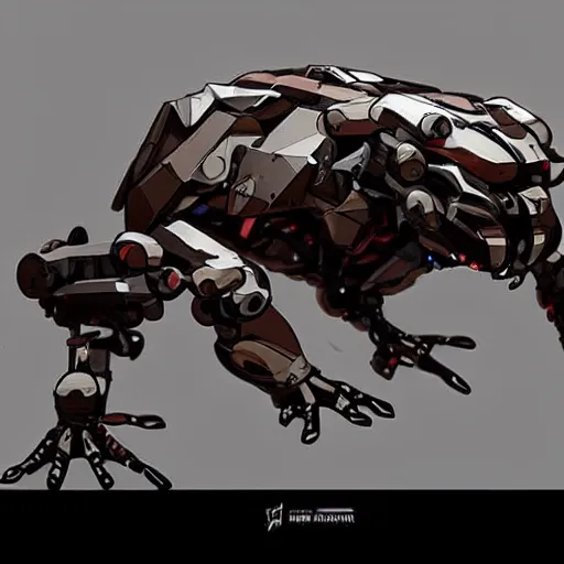 Prompt: tiny mechanical frog, horizon zero dawn machine, beautiful lighting, concept art by benedick bana