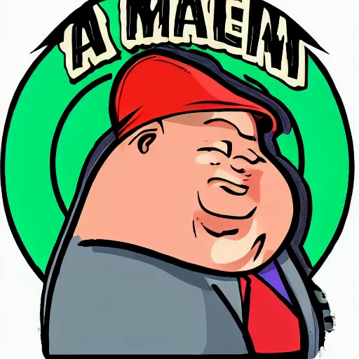 Image similar to fat man we respect you a lot fat man, snake oil CMO purple green color scheme