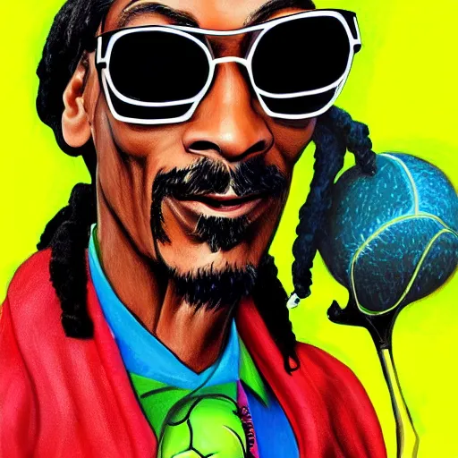 Image similar to snoop dogg, tennis ball monster ,tennis ball, colorful, digital art, fantasy,chalk, magic, trending on artstation, ultra detailed, professional illustration by Basil Gogos