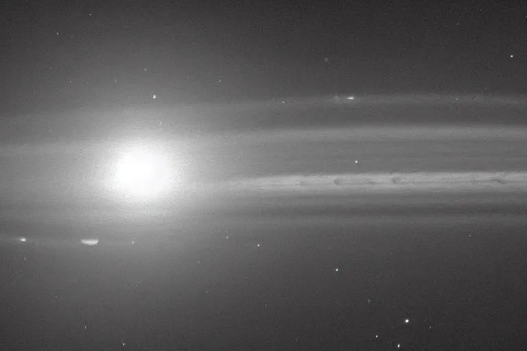 Image similar to the planet jupiter colliding with the earth, photo taken from the surface of the earth, black and white spielberg 3 5 mm film cinematic 4 k