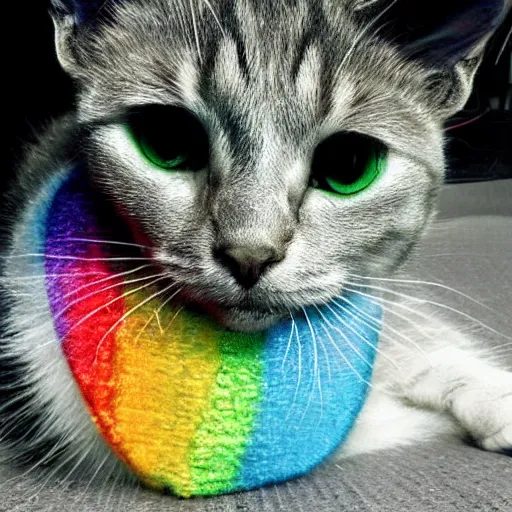 Image similar to rainbow schrodinger's cat.