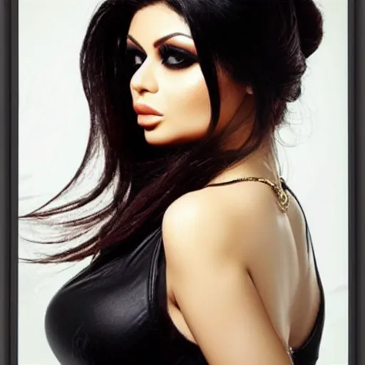 Prompt: portait of haifa wehbe, sensual good looking
