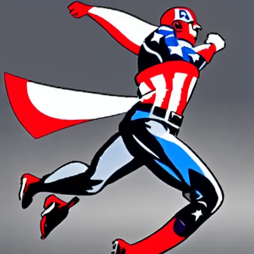 Prompt: a modern cartoon of jose ramirez as captain america flying around the bases at progressive field