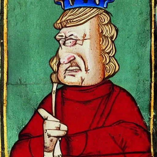 Prompt: medieval painting of donald trump