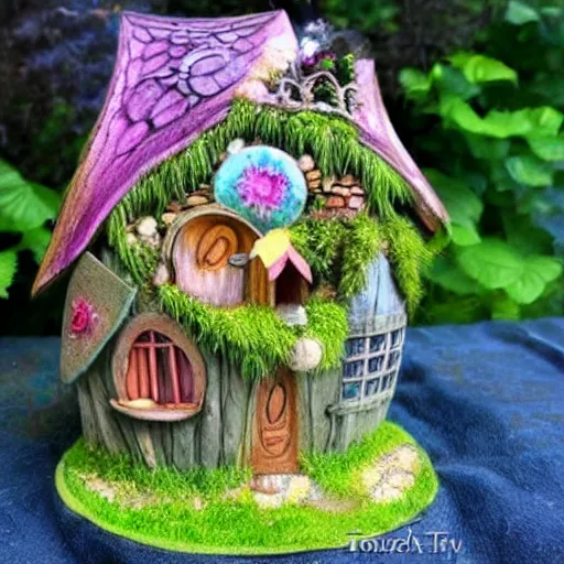 Image similar to cute fantasy fairy house, tea cup, by tonia tkach