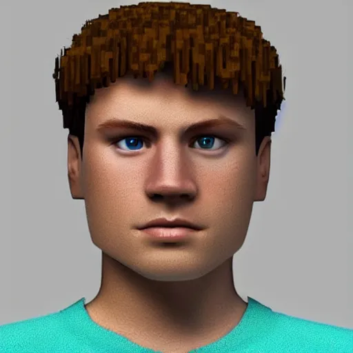 Prompt: minecraft steve if he was a live person, live action steve, steve with realistic skin and features, hyper realism, realistic, 8k