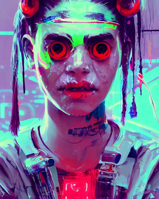Image similar to detailed portrait Neon boxer Girl, cyberpunk futuristic neon, reflective crop top and shorts, boxing gloves, decorated with traditional Japanese ornaments by Ismail inceoglu dragan bibin hans thoma greg rutkowski Alexandros Pyromallis Nekro Rene Maritte Illustrated, Perfect face, fine details, realistic shaded, fine-face, pretty face