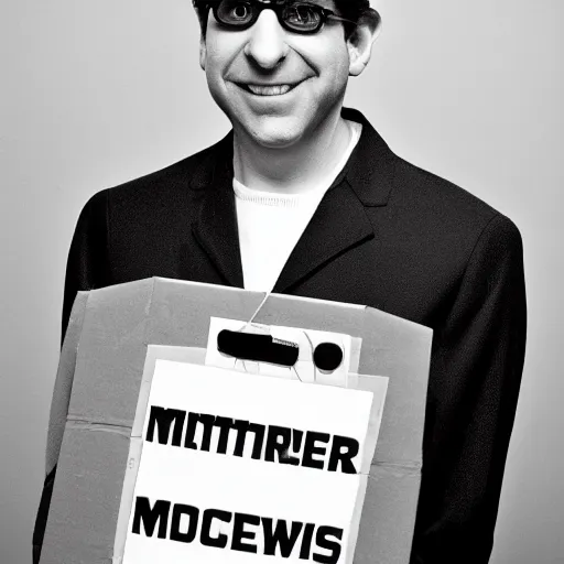 Prompt: a picture of kevin mitnick dressed as a paper boy from the 6 0 s, canon, black and white, high resolution, perfect face, detailed face