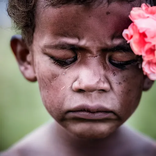 Prompt: award winning photography portrait, the weight of grief, leica 1 0 0 mm f 0. 8