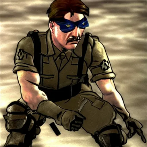 Image similar to adolf hitler as solid snake in metal gear solid 2, playstation