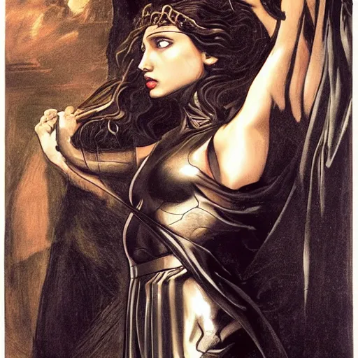 Image similar to gal gadot as medusa by caravaggio