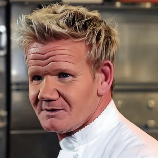 Image similar to gordon ramsay's face on a cooked leg of ham