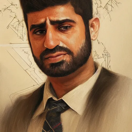 Image similar to Kurdish lawyer, award winning painting, incredibly detailed, extremely detailed, trending on artstation, extremely hyperealistic, 8k hd