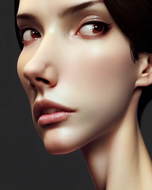 Image similar to full close up zoomed in neck shot of a beautiful skinny surgeon woman in work dress, soft delicate smooth neck, by saruei and guweiz and ilya kuvshinov, digital art, highly detailed, intricate, sharp focus, trending on artstation hq, deviantart, pinterest, unreal engine 5, 4 k uhd image