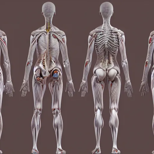 Prompt: A concept of a detailed and intricate design of a full body of human anatomy, 3d design, great finesse organic hyper detailed, calculus, hyperrealistic, ultra detailed, 4K, octane render, unreal engine