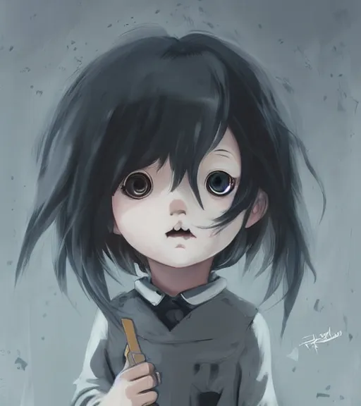 Image similar to beautiful little boy anime character inspired by jason voorhees, art by rossdraws, wlop, ilya kuvshinov, artgem lau, sakimichan and makoto shinkai, horror cinematic composition, anatomically correct, extremely coherent, realistic, mask, smooth, hd, black hair