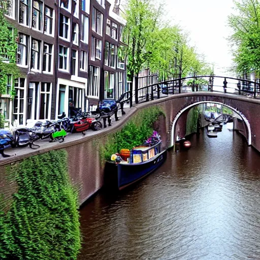 Prompt: a amsterdam bridge made out of vegetables