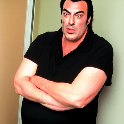 Image similar to Steven Segal as an overweight website admin