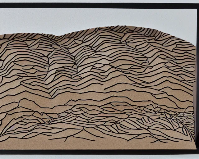 Image similar to paper cut out illustration of desert canyon landscape, (paper texture)