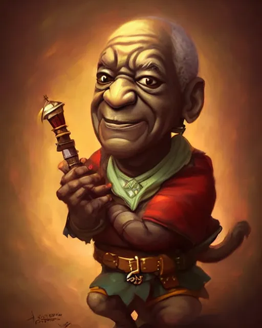 Image similar to cute little anthropomorphic bill cosby cute and adorable, pretty, beautiful, dnd character art portrait, matte fantasy painting, deviantart artstation, by jason felix by steve argyle by tyler jacobson by peter mohrbacher, cinema