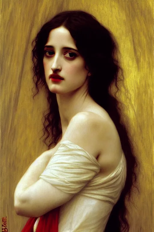 Image similar to eva green queen, painting by rossetti bouguereau, detailed art, artstation