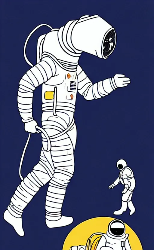 Image similar to man with a horse mask is standing on crawling astronaut, concept art, monthy python sketch, high fidelity details