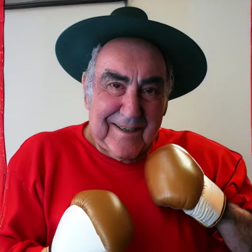 Image similar to chiquito de la calzada wearing a boxing costume