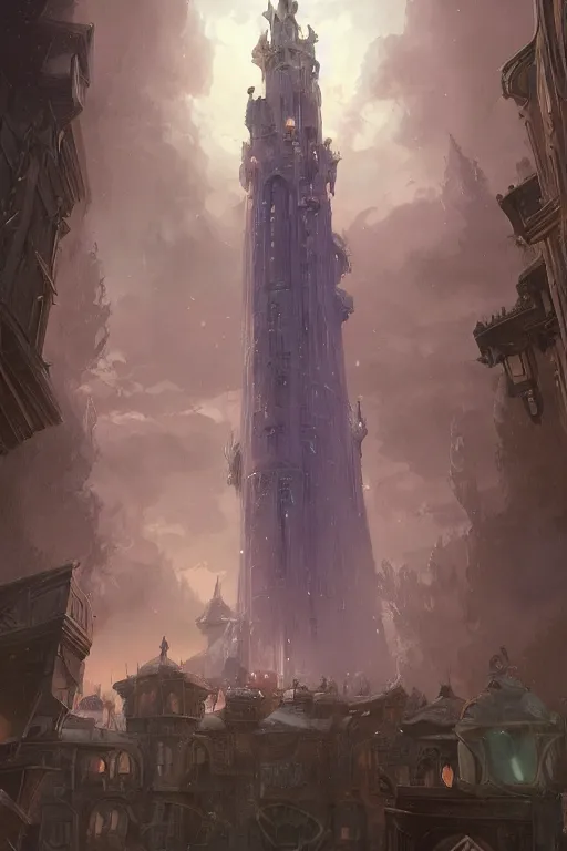 Prompt: a detailed magical wizard's tower, elegant, digital painting by greg rutkowski, andrea rocha, syd mead, artgerm.