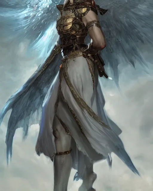 Image similar to Cow Angel Priest, D&D, artstation, fantasy, magic the gathering artwork, cinematic lighting, centered, symmetrical, highly detailed, digital painting, , concept art, smooth, sharp focus, illustration, volumetric lighting, epic Composition, 8k, art by Akihiko Yoshida and Greg Rutkowski and Craig Mullins, oil painting, cgsociety