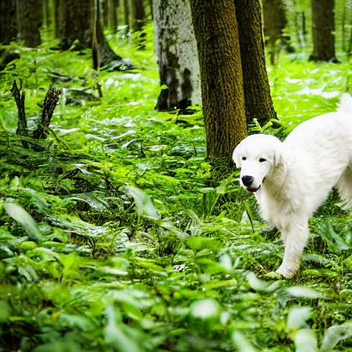 Image similar to white retriever in a forest