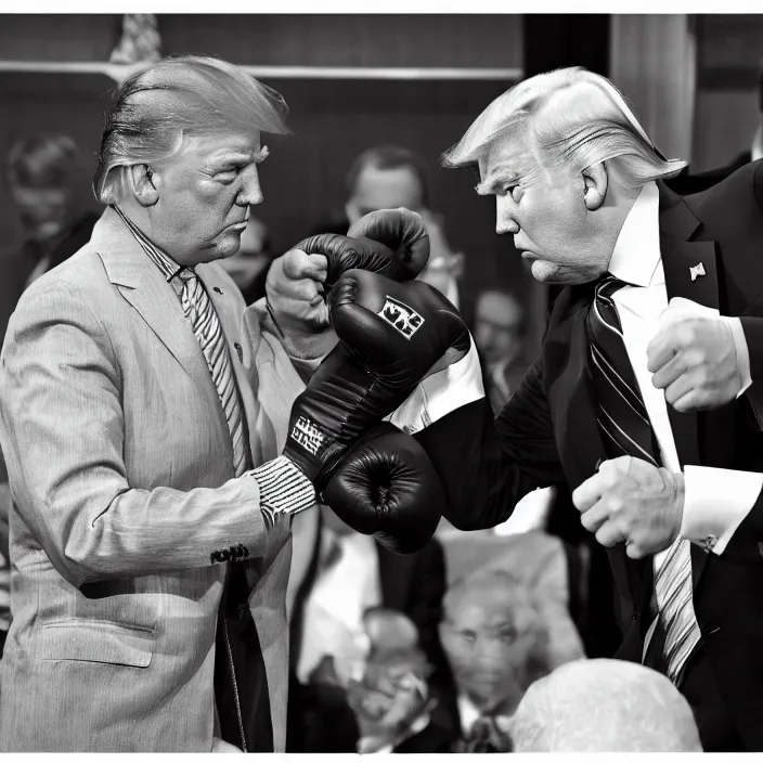 Image similar to trump and biden boxing matcha, b & w detailed sharp photo