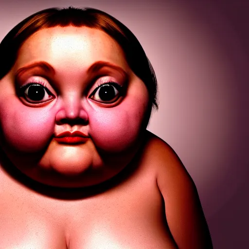 Prompt: portrait of a tubby woman with a bundt pan face, wide shot, digital art, 8k, trending on artstation