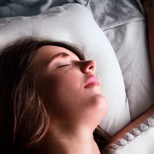 Prompt: a woman sleeping and dreams are above her head