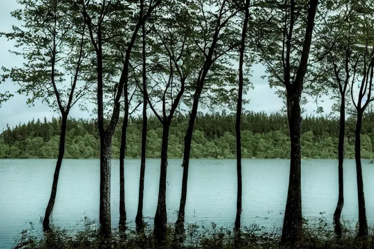 Image similar to soundwaves on a lake that turns into trees