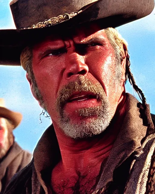 Image similar to film still close up shot of ron perlman in the movie a fistful of dollars. photographic, photography