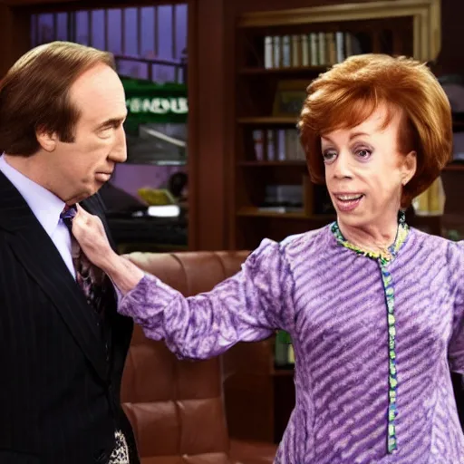 Prompt: Carol Burnett kills Saul Goodman