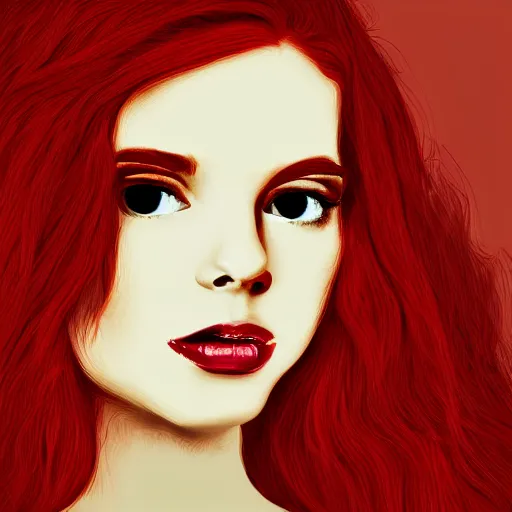 Image similar to a digital art painting of a red haired teen witch